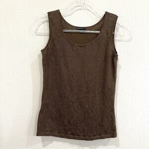 Lafayette 148 Brown Tank Linen / Cotton / Inox Blend Metallic Sheen - Small